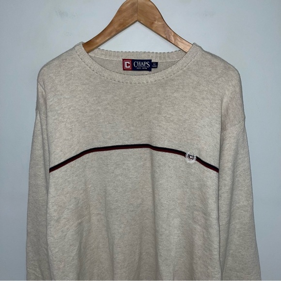 Chaps Ralph Lauren Sweater Men’s Size Extra Large Beige Cream Logo‎ Vintage - Picture 4 of 6